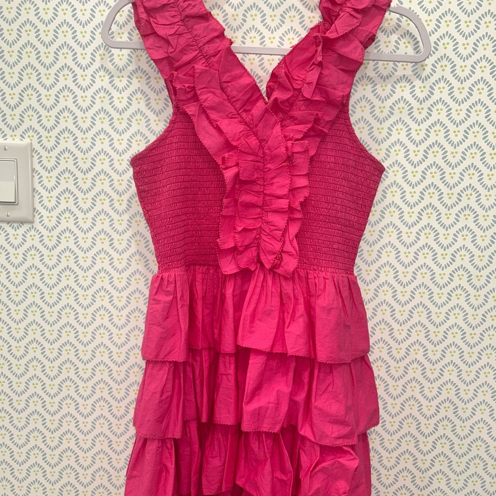 Pink Ruffled Mini Dress - Picture 1 of 2